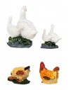 Set 4 animali da cortile in resina per statue da 10 cm per
