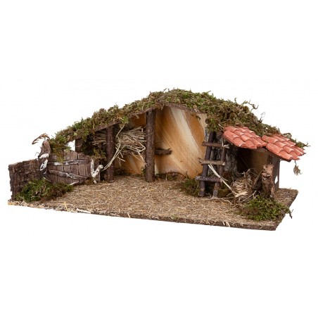 Capanna con fienile e scala cm 54x25x21h per presepe Mondo
