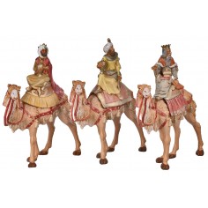 Conjunto de 3 Reyes Magos a camello serie 19 cm Fontanini para pesebre