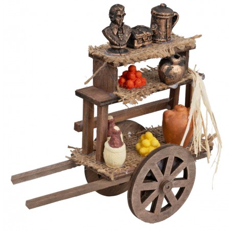 Carretto in legno da mercato cm 16x5,5x13 h