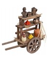 Carretto in legno da mercato cm 16x5,5x13 h per presepe Mondo