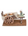 Carretto di Legno con Fornaio cm 5x4x9 h per presepe Mondo