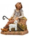 Seated shepherd with sheep from the 12 cm Fontanini series