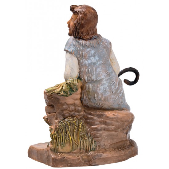 Seated shepherd with sheep from the 12 cm Fontanini series
