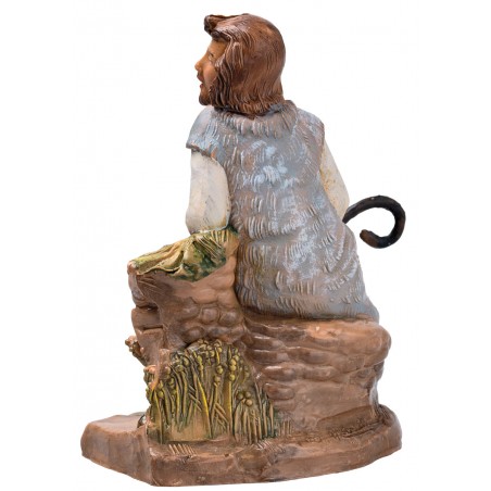 Seated shepherd with sheep from the 12 cm Fontanini series