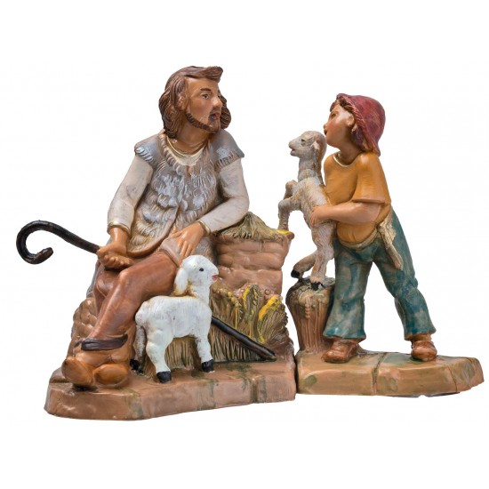 Child with lamb in arms from the 12 cm Fontanini series