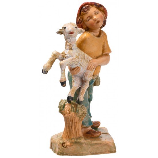 Child with lamb in arms from the 12 cm Fontanini series