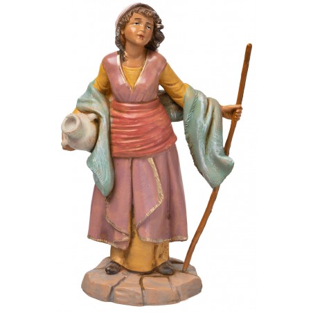 Pastorella con anfora e bastone 19 cm per presepe Mondo Presepi