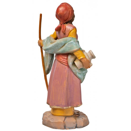 Pastorella con anfora e bastone 19 cm per presepe Mondo Presepi