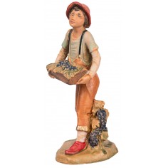 Boy with box of grapes 9.5 cm Fontanini