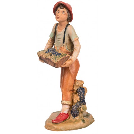 Ragazzo con cassetta d'uva 9,5 cm Fontanini per presepe Mondo