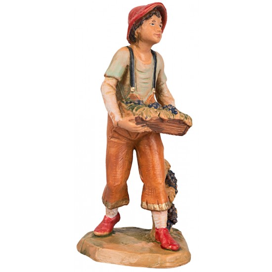 Boy with box of grapes 9.5 cm Fontanini