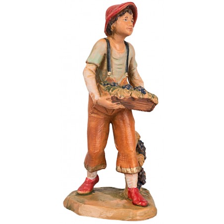 Ragazzo con cassetta d'uva 9,5 cm Fontanini per presepe Mondo