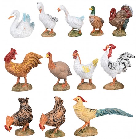Juego de 12 aves de corral serie 10 cm Fontanini
