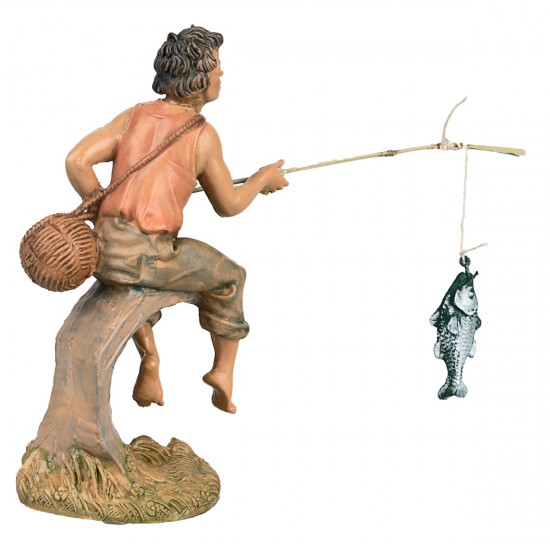 Pescatore con canna da pesca 10 cm Fontanini per presepe Mondo