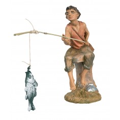 Fisherman with 10 cm Fontanini fishing rod