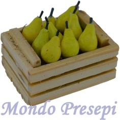 Caja de 3,5 cm con dos listones y peras - belén Mondo Presepi