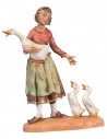 Donna con oche 10 cm Fontanini per presepe Mondo Presepi