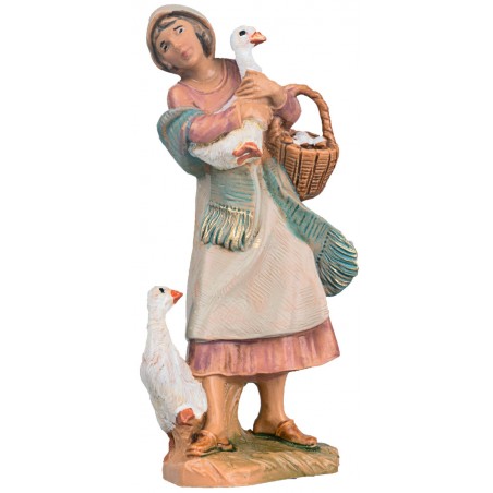 Donna con oche 9,5 cm Fontanini per presepe Mondo Presepi