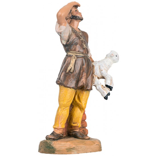 Pastor with sheep in arm 9.5 cm Fontanini