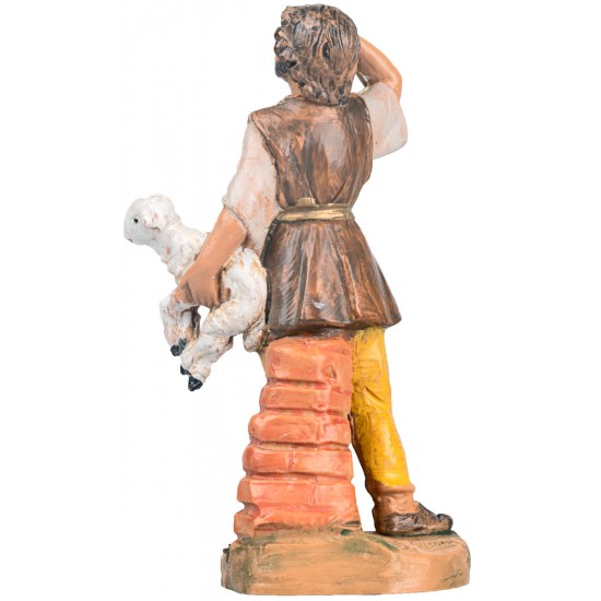 Pastor with sheep in arm 9.5 cm Fontanini