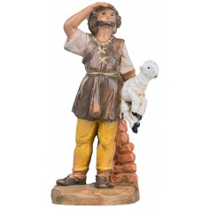 Pastor with sheep in arm 9.5 cm Fontanini