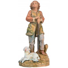 Pastore con bastone e pecora 9,5 cm Fontanini per presepe Mondo