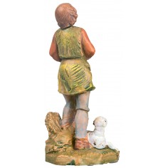 Pastore con bastone e pecora 9,5 cm Fontanini per presepe Mondo 2
