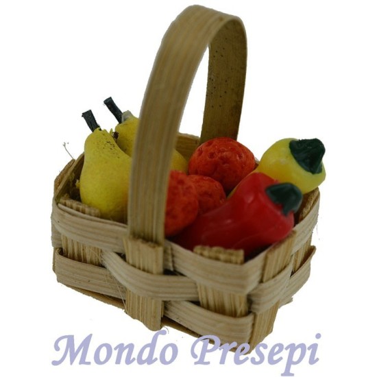 Cesta de 2,5 cm con frutas y verduras - cestas para belén