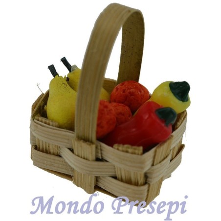 Cesta de 2,5 cm con frutas y verduras - cestas para belén