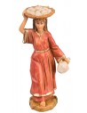 Donna con cesta 6,5 cm Fontanini per presepe Mondo Presepi