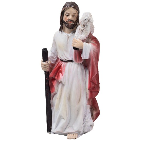 Jesús con ovejas 10 cm en resina figuritas pascuales