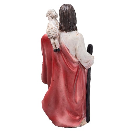 Jesús con ovejas 10 cm en resina figuritas pascuales