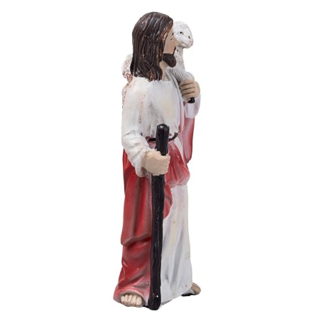 Gesù con pecorelle 10 cm in resina statuine pasquali