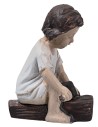 Sacra famiglia bottega da falegname 10 cm in resina