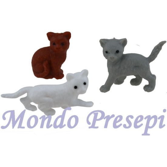 Juego de 3 gatos en PVC de 2,5-3 cm Mundo Pesebre