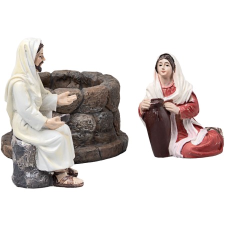 Jesus and the Samaritan Woman at the Well series cm in resin for nativity scene