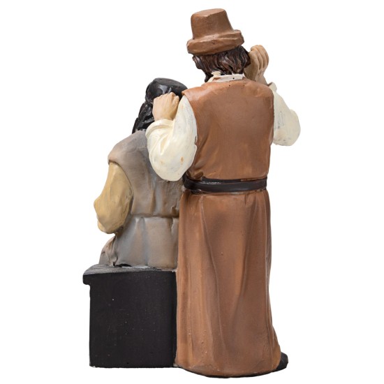 Ritrovamento di Gesù al tempio da 10 cm in resina per presepe