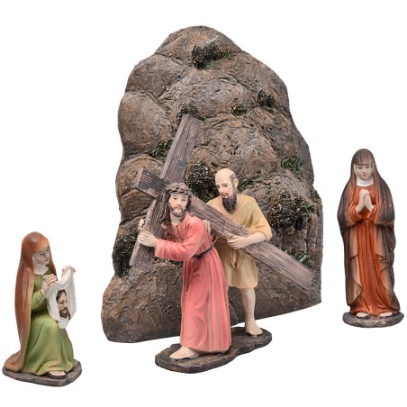 Samaritan Jesus Veronica at Calvary 10 cm resin statue