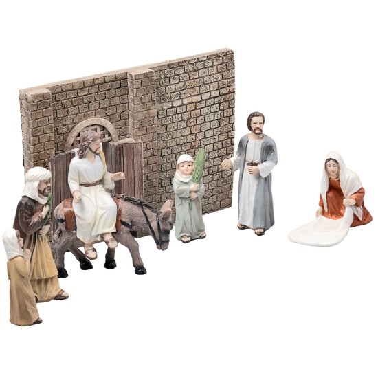 Entrada de Jesús a Jerusalén 10 en resina estatuas pascuales