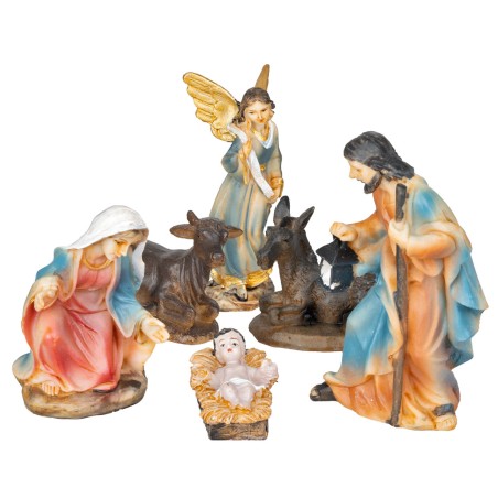 Set natività 10 soggetti 11 cm in resina per presepe Mondo