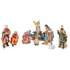 Set natività 10 soggetti 11 cm in resina per presepe Mondo 2