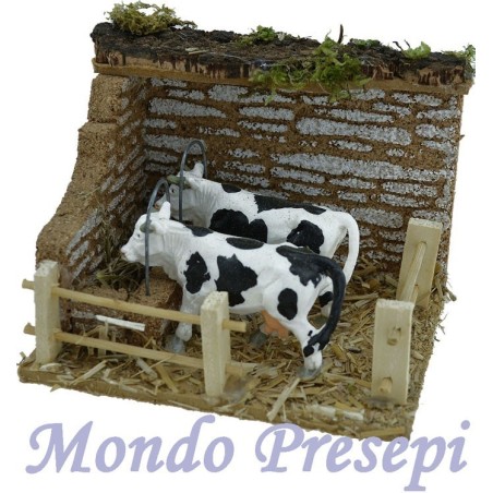 Stalla con mucche 12x9x9 Mondo Presepi