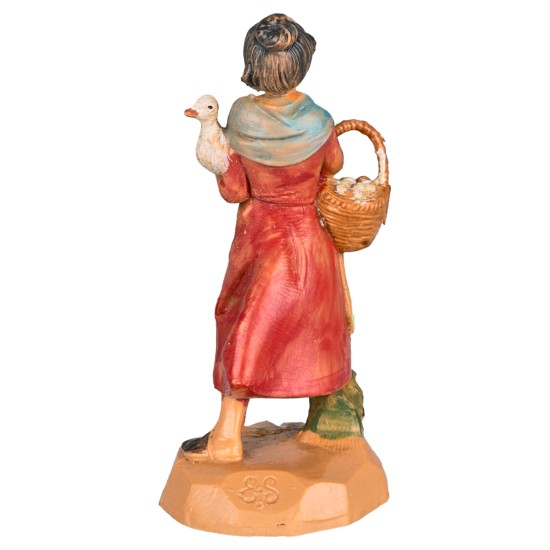 Donna con oca 6,5 cm Fontanini per presepe Mondo Presepi
