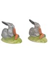 Set of 2 rabbit statues for 10 cm nativity scene Mondo Presepi