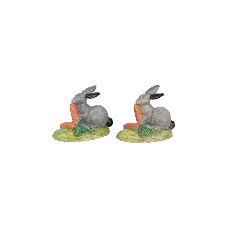 Set of 2 rabbit statues for 10 cm nativity scene Mondo Presepi