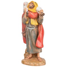 Old pastor with sheep on his shoulders 9.5 cm Fontanini