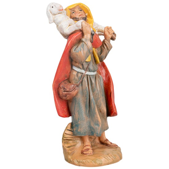 Old pastor with sheep on his shoulders 9.5 cm Fontanini