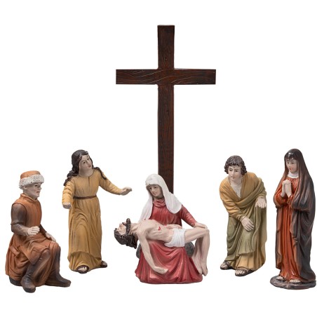 Deposition of Jesus 10 cm in resin Easter statues for