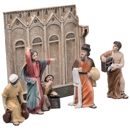 Expulsión de los mercaderes del templo 10 cm en resina estatuas